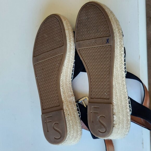 Franco Sarto Black Suede Espadrille Platform Sandals Size 8 - Picture 4 of 5